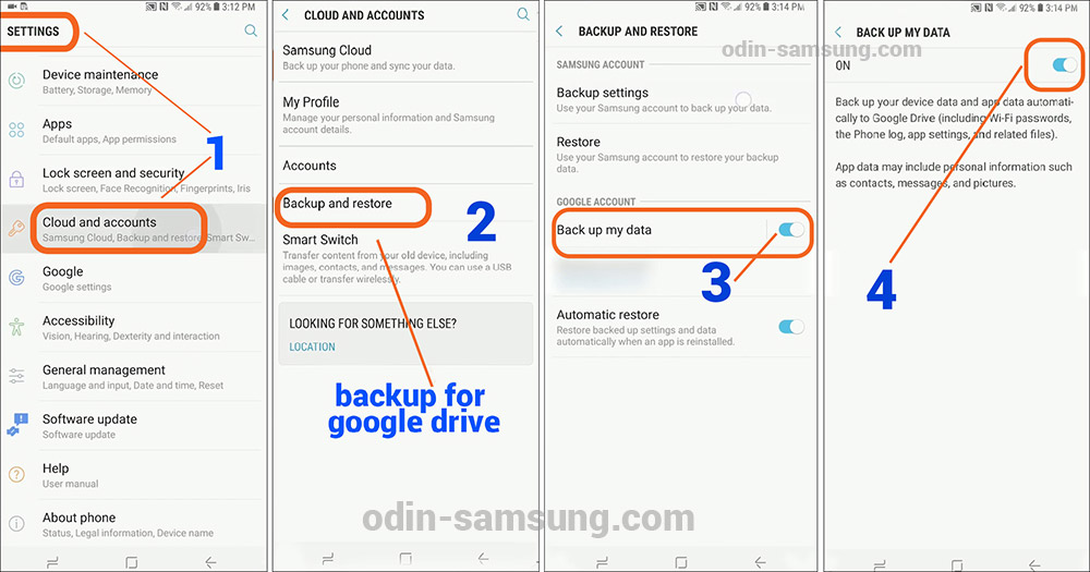 how to make a google backup before Odin flashing